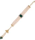 Gold Plated Hanging Pearl Beaded Lumba Rakhi for Bhabhi (Pack of 1)