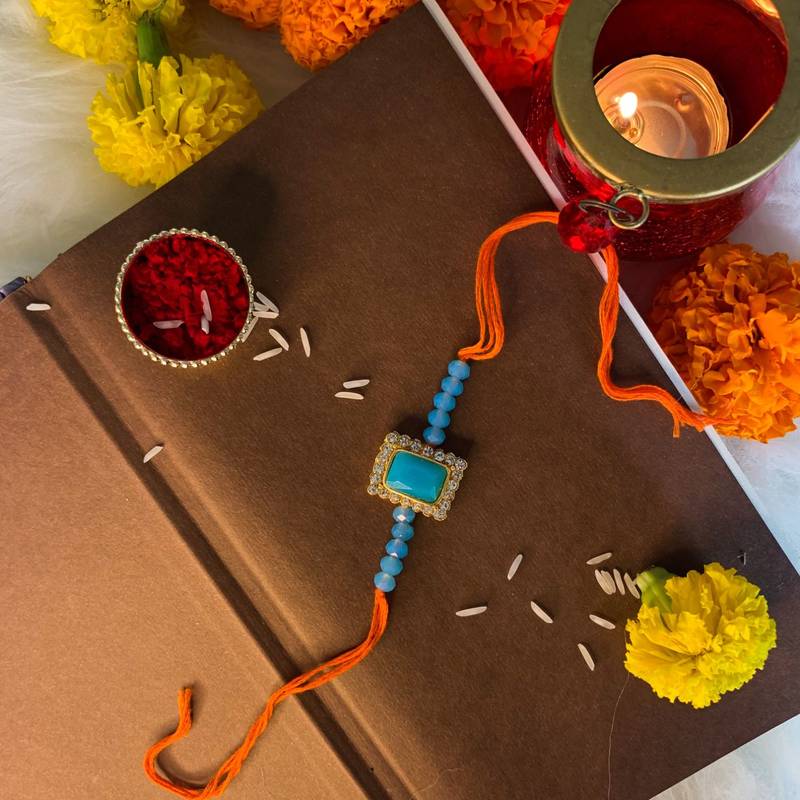 Designer Bhaiya Bhabhi Hanging Lumba Rakhi Combo Set for Rakshabhandan Special