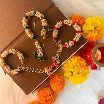 Gold Plated Hanging Pearl Beaded Lumba Rakhi for Bhabhi (Pack of 3 Pcs) 1