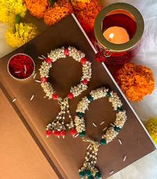 Gold Plated Hanging Pearl Beaded Lumba Rakhi for Bhabhi (Pack of 2 Pcs)