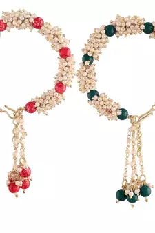 Gold Plated Hanging Pearl Beaded Lumba Rakhi for Bhabhi (Pack of 2 Pcs)