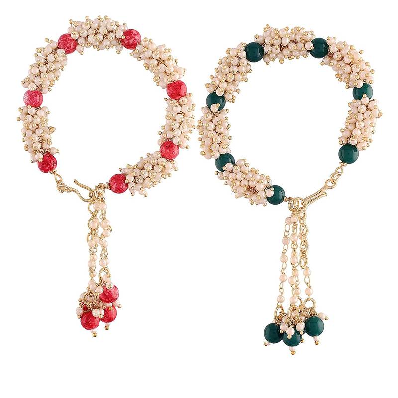 Gold Plated Hanging Pearl Beaded Lumba Rakhi for Bhabhi (Pack of 2 Pcs)