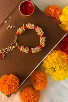 Gold Plated Hanging Pearl Beaded Lumba Rakhi for Bhabhi (Pack of 2 Pcs)