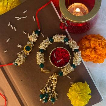 Designer Bhaiya Bhabhi Hanging Lumba Rakhi Combo Set for Rakshabhandan Special 1