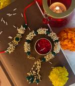 Designer Bhaiya Bhabhi Hanging Lumba Rakhi Combo Set for Rakshabhandan Special