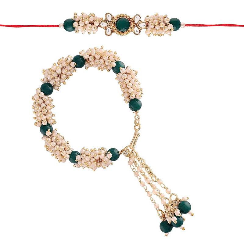 Designer Bhaiya Bhabhi Hanging Lumba Rakhi Combo Set for Rakshabhandan Special