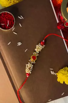 Gold Plated Ethnic Designer Pearl Kundan Rakhi Bracelet (Pack of 2)
