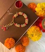 Gold Plated Hanging Pearl Beaded Lumba Rakhi for Bhabhi (Pack of 1)