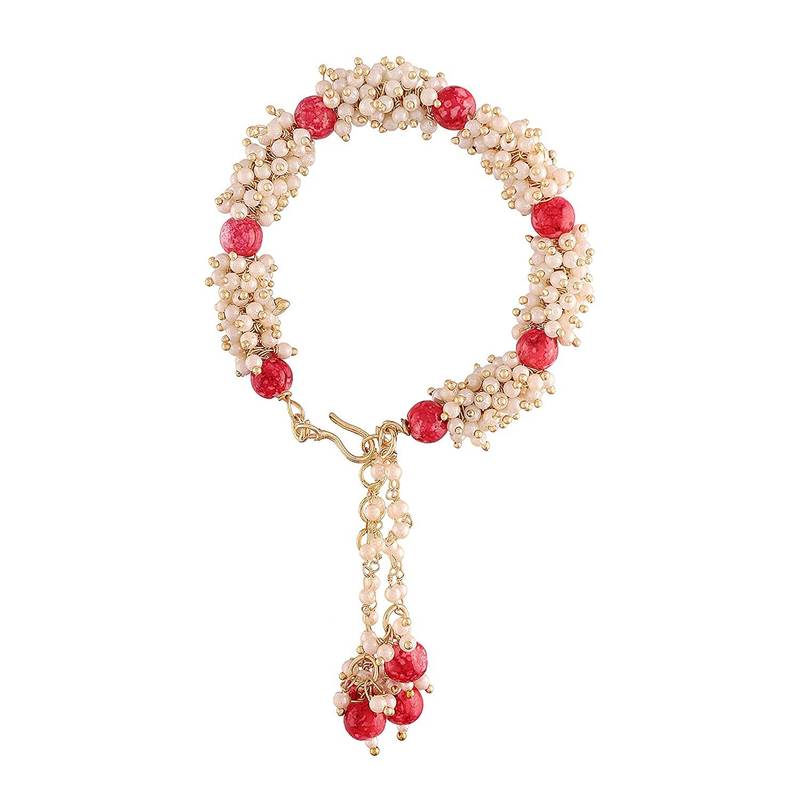 Gold Plated Hanging Pearl Beaded Lumba Rakhi for Bhabhi (Pack of 1)