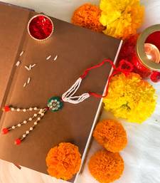 Gold Plated Hanging Pearl Beaded Lumba Rakhi for Bhabhi (Pack of 2 Pcs)