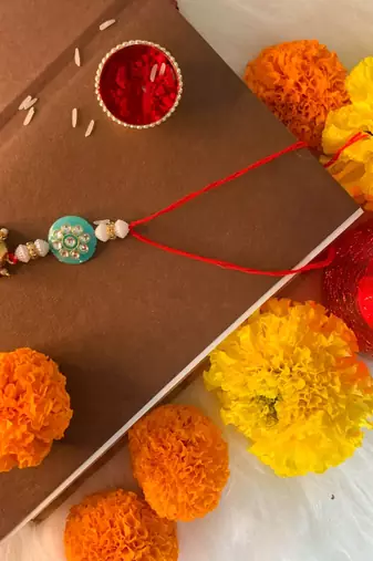 Gold Plated Hanging Pearl Beaded Lumba Rakhi for Bhabhi (Pack of 2 Pcs)