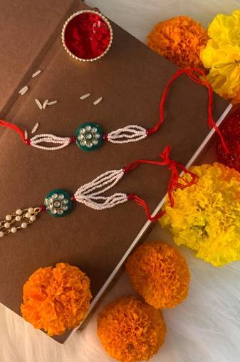 Designer Bhaiya Bhabhi Hanging Lumba Rakhi Combo Set for Rakshabhandan Special