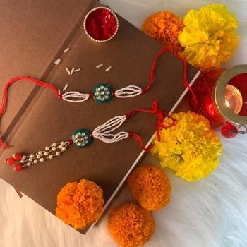 Designer Bhaiya Bhabhi Hanging Lumba Rakhi Combo Set for Rakshabhandan Special 1