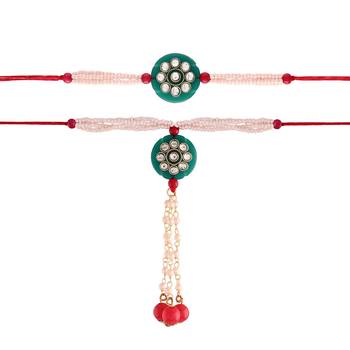 Designer Bhaiya Bhabhi Hanging Lumba Rakhi Combo Set for Rakshabhandan Special 2