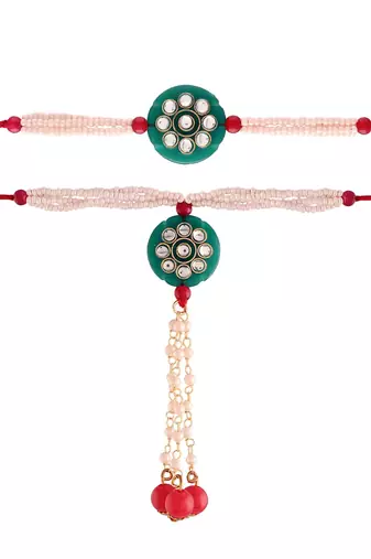 Designer Bhaiya Bhabhi Hanging Lumba Rakhi Combo Set for Rakshabhandan Special
