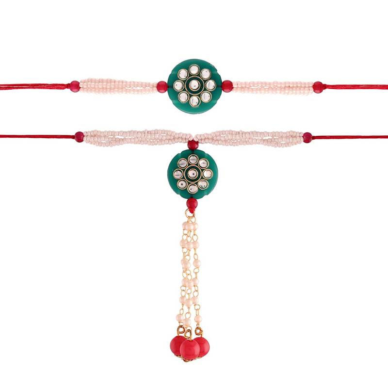 Designer Bhaiya Bhabhi Hanging Lumba Rakhi Combo Set for Rakshabhandan Special