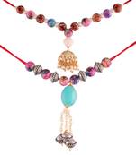 Gold Plated Hanging Pearl Beaded Lumba Rakhi for Bhabhi (Pack of 2)