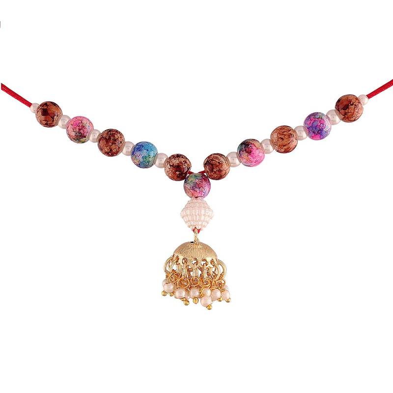 Gold Plated Hanging Pearl Beaded Lumba Rakhi for Bhabhi (Pack of 2)