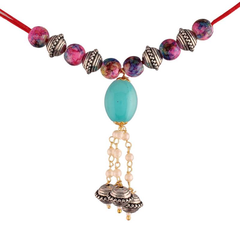 Gold Plated Hanging Pearl Beaded Lumba Rakhi for Bhabhi (Pack of 2)