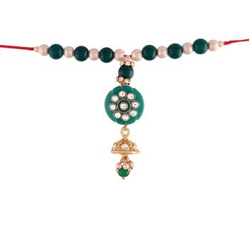 Gold Plated Hanging Pearl Beaded Lumba Rakhi for Bhabhi (Pack of 2) 2
