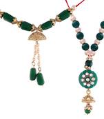 Gold Plated Hanging Pearl Beaded Lumba Rakhi for Bhabhi (Pack of 2)