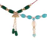 Gold Plated Hanging Pearl Beaded Lumba Rakhi for Bhabhi (Pack of 2)