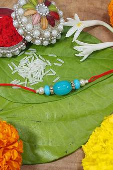Gold Plated Ethnic Designer Pearl Beads Rakhi Bracelet