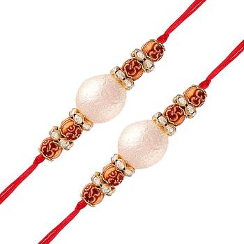 Designer White Pearl Beaded Combo Rakhi Bracelet (Pack of 2) 1
