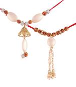 Gold Plated Hanging Pearl Beaded Lumba Rakhi for Bhabhi (Pack of 2 Pcs)