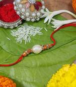 Gold Plated Ethnic Designer Stone Beads Rakhi Bracelet