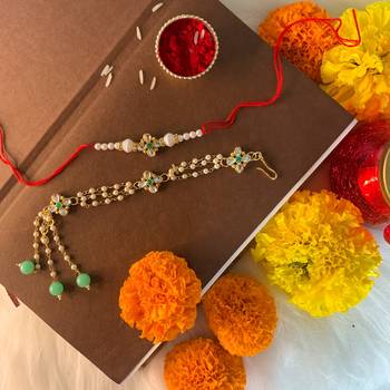 Designer Bhaiya Bhabhi Hanging Lumba Rakhi Combo Set for Rakshabhandan Special 1