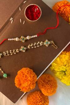 Designer Bhaiya Bhabhi Hanging Lumba Rakhi Combo Set for Rakshabhandan Special