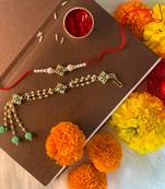 Designer Bhaiya Bhabhi Hanging Lumba Rakhi Combo Set for Rakshabhandan Special