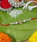 Gold Plated Ethnic Designer Pearl Rakhi Bracelet