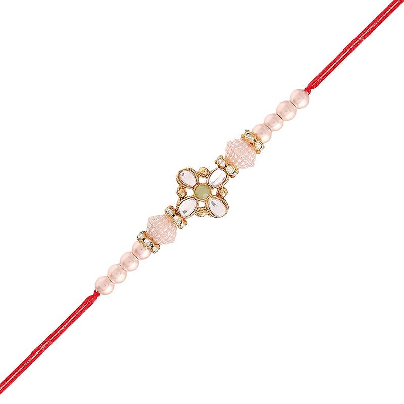 Gold Plated Ethnic Designer Pearl Rakhi Bracelet
