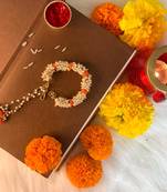 Gold Plated Hanging Pearl Beaded Lumba Rakhi for Bhabhi