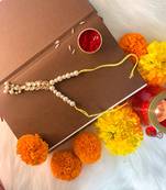 Hanging Kundan Studded Pearl Lumba Rakhi for Bhabhi 