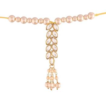 Hanging Kundan Studded Pearl Lumba Rakhi for Bhabhi  2