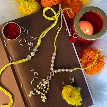 Designer Bhaiya Bhabhi Hanging Lumba Rakhi Combo Set for Rakshabhandan Special 1