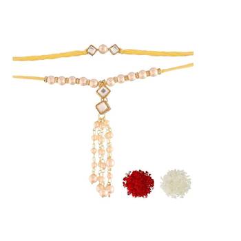 Designer Bhaiya Bhabhi Hanging Lumba Rakhi Combo Set for Rakshabhandan Special 2