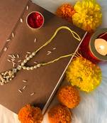 Gold Plated Hanging Kundan Studded Pearl Lumba Rakhi for Bhabhi 