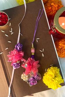 Designer Bhaiya Bhabhi Hanging Lumba Rakhi Combo Set for Rakshabhandan Special
