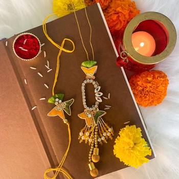 Designer Bhaiya Bhabhi Hanging Lumba Rakhi Combo Set for Rakshabhandan Special 1