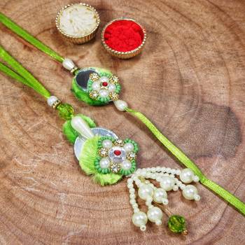 Designer Bhaiya Bhabhi Hanging Lumba Rakhi Combo Set for Rakshabhandan Special 2