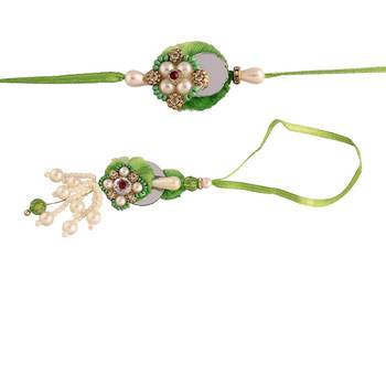 Designer Bhaiya Bhabhi Hanging Lumba Rakhi Combo Set for Rakshabhandan Special 3