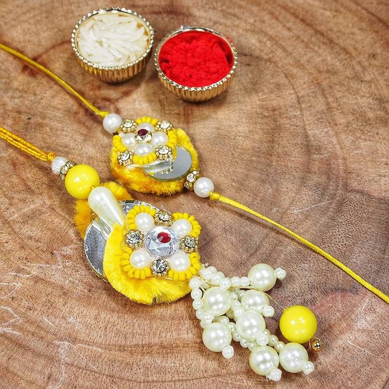 Designer Bhaiya Bhabhi Hanging Lumba Rakhi Combo Set for Rakshabhandan Special