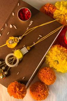 Designer Bhaiya Bhabhi Hanging Lumba Rakhi Combo Set for Rakshabhandan Special