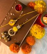 Designer Bhaiya Bhabhi Hanging Lumba Rakhi Combo Set for Rakshabhandan Special
