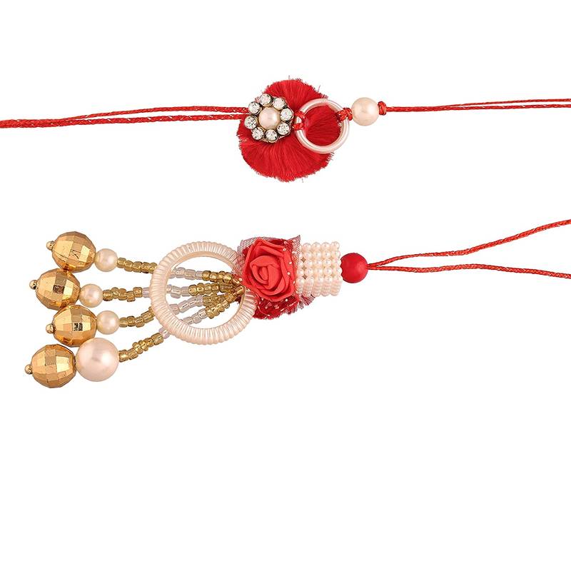 Designer Bhaiya Bhabhi Hanging Lumba Rakhi Combo Set for Rakshabhandan Special