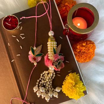 Designer Bhaiya Bhabhi Hanging Lumba Rakhi Combo Set for Rakshabhandan Special 1